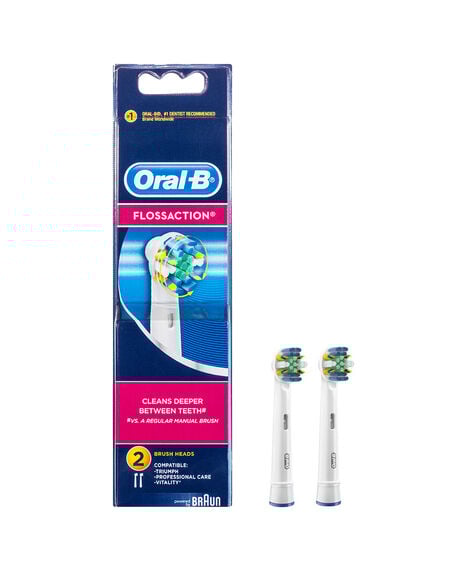 FlossAction Electric Toothbrush Replacement Brush Head Refills 2 Pack